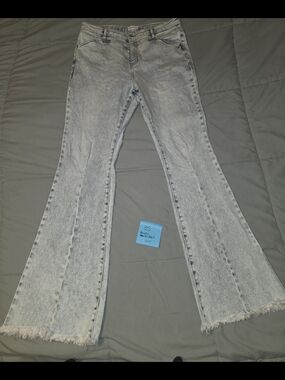 Acid Wash Flared Women's Jeans - Kancan